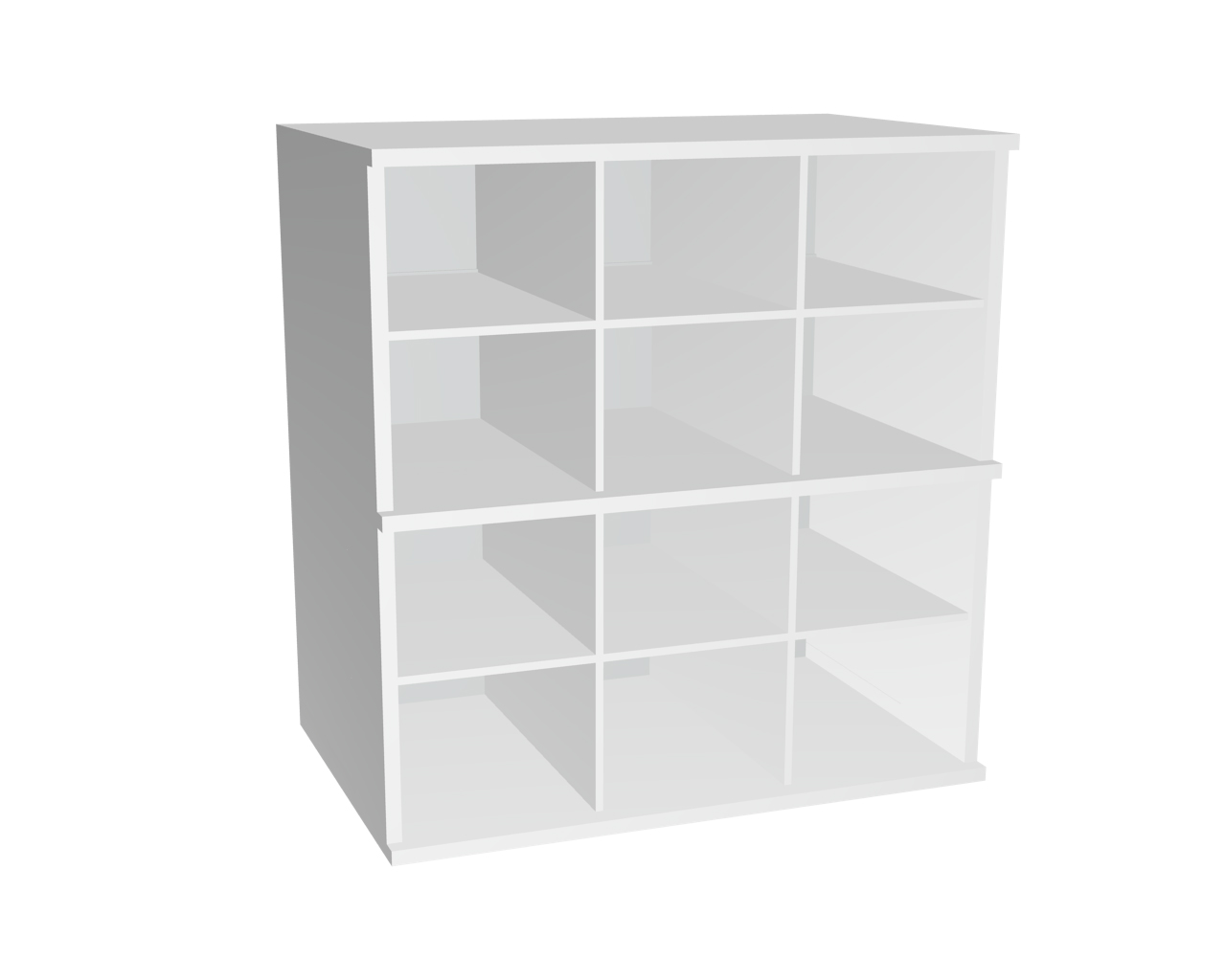 Schrankelement für Trägerprofil in Weiß, Schrankelement Weiß - 12 offene Fächer | 80 cm breit, Höhe 23,2 cm, Tiefe 51,9 cm