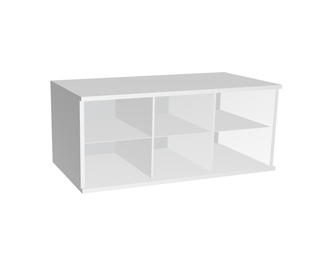 Schrankelement für Trägerprofil in Weiß, Schrankelement Weiß - 6 offene Fächer | 100 cm breit, Höhe 42,6 cm, Tiefe 51,9 cm