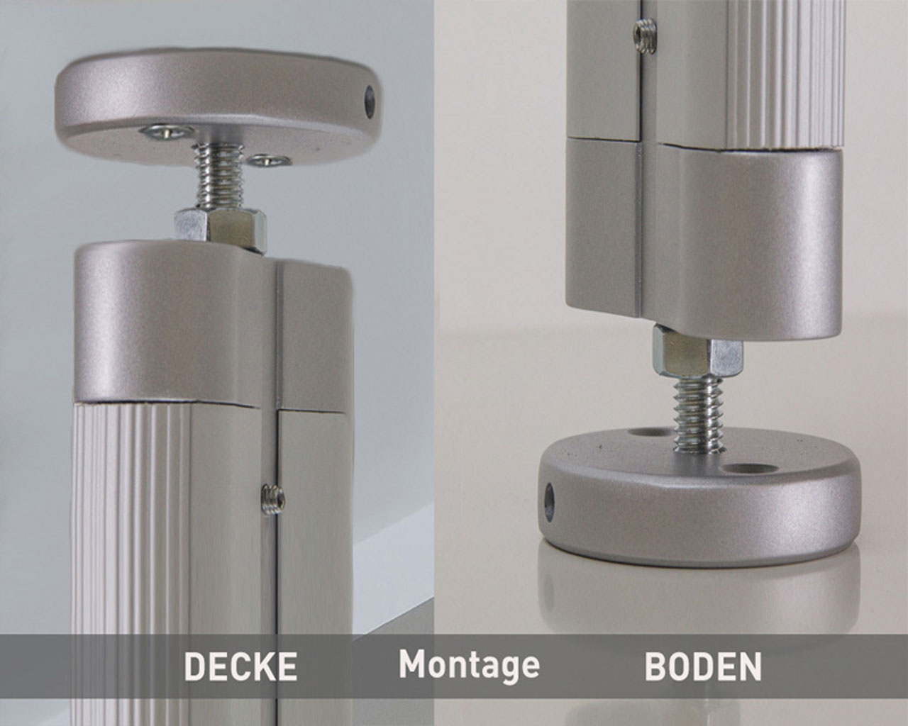 Alu Boden-Decken-Profil SOFT von FRANK Schranksysteme zur Montage von Schranksystemen und Raumteilern zwischen Boden und Decke