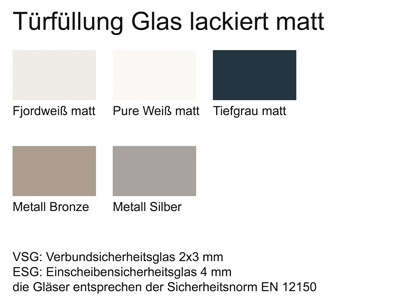 Schiebetürfüllungen Glas lackiert matt