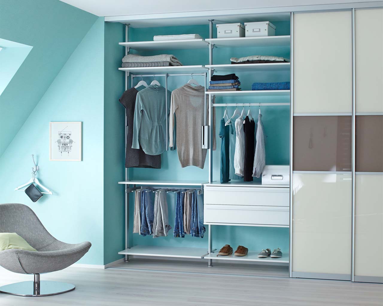 Kleiderschrank Schranksystem AZZURRO ohne LED