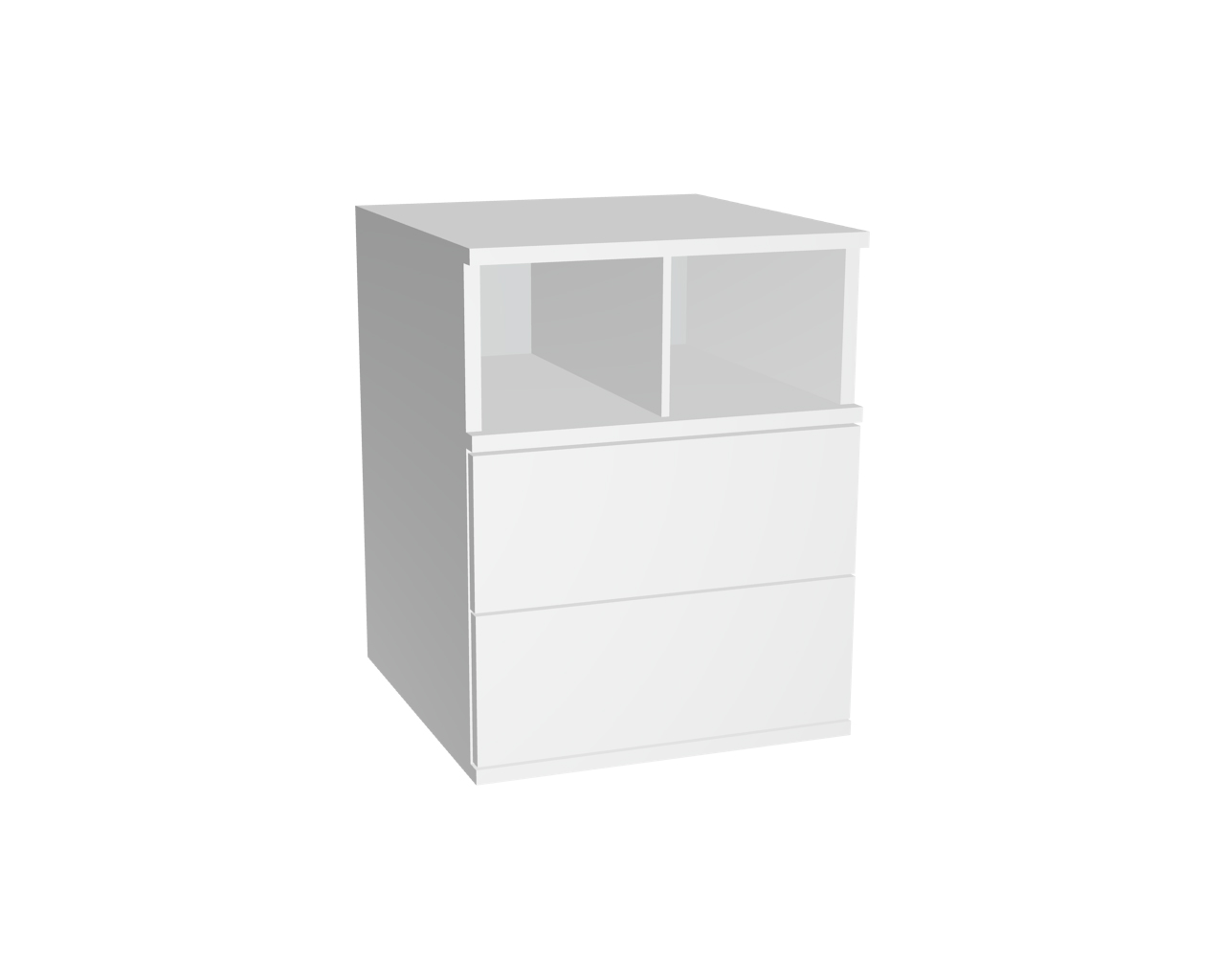 2er Schrankelement mit off. Fach + 2 Schubladen grifflos | Weiß 2er Schrankelement mit off. Fach + 2 Schubladen grifflos | Weiß