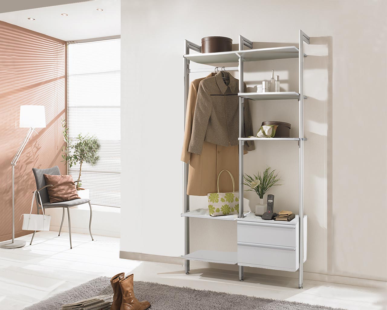Offene Garderobe DALIA ohne Spiegel von FRANK Schranksysteme - modulares Schranksystem für Flur & Diele mit viel Stauraum, individuell erweiterbar.