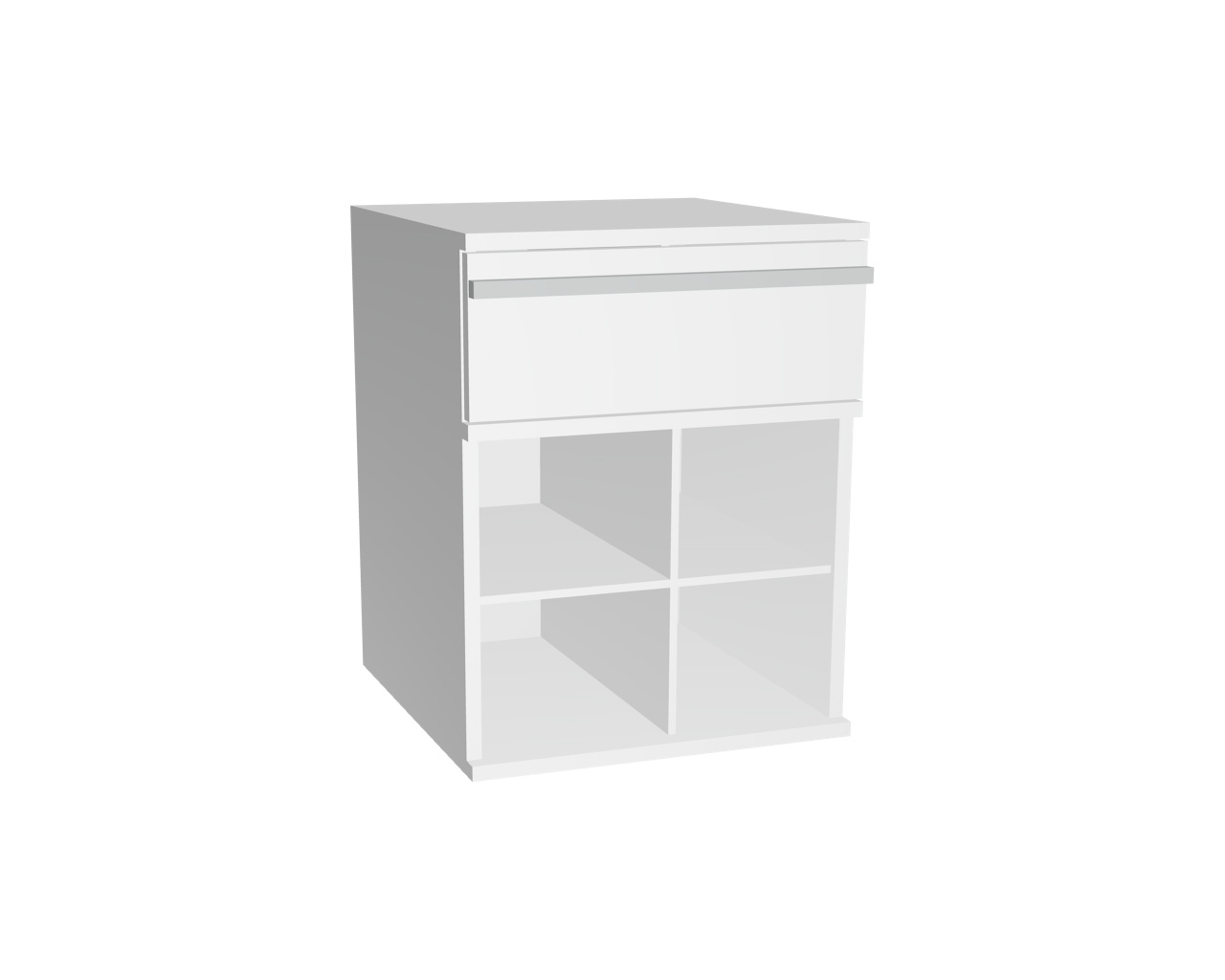 2er Schrankelement mit 1 Schublade + 4 Fächern | Weiß 2er Schrankelement mit 1 Schublade + 4 Fächern | Weiß