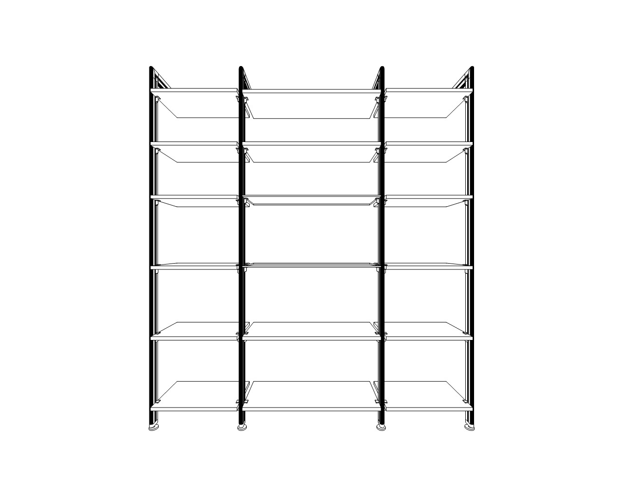 Technische Zeichnung des Bücherregals ALEGRIA von FRANK Schranksysteme mit mehreren Regalfächern