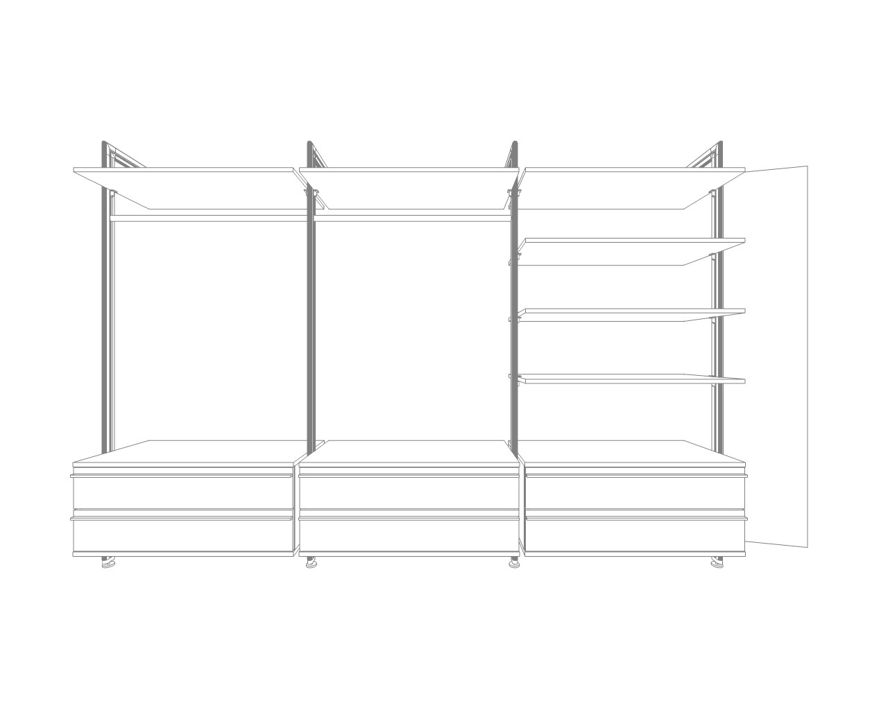Zeichnung VENETO Schranksystem mit 6 Schubladen & Spiegel – Variante 3