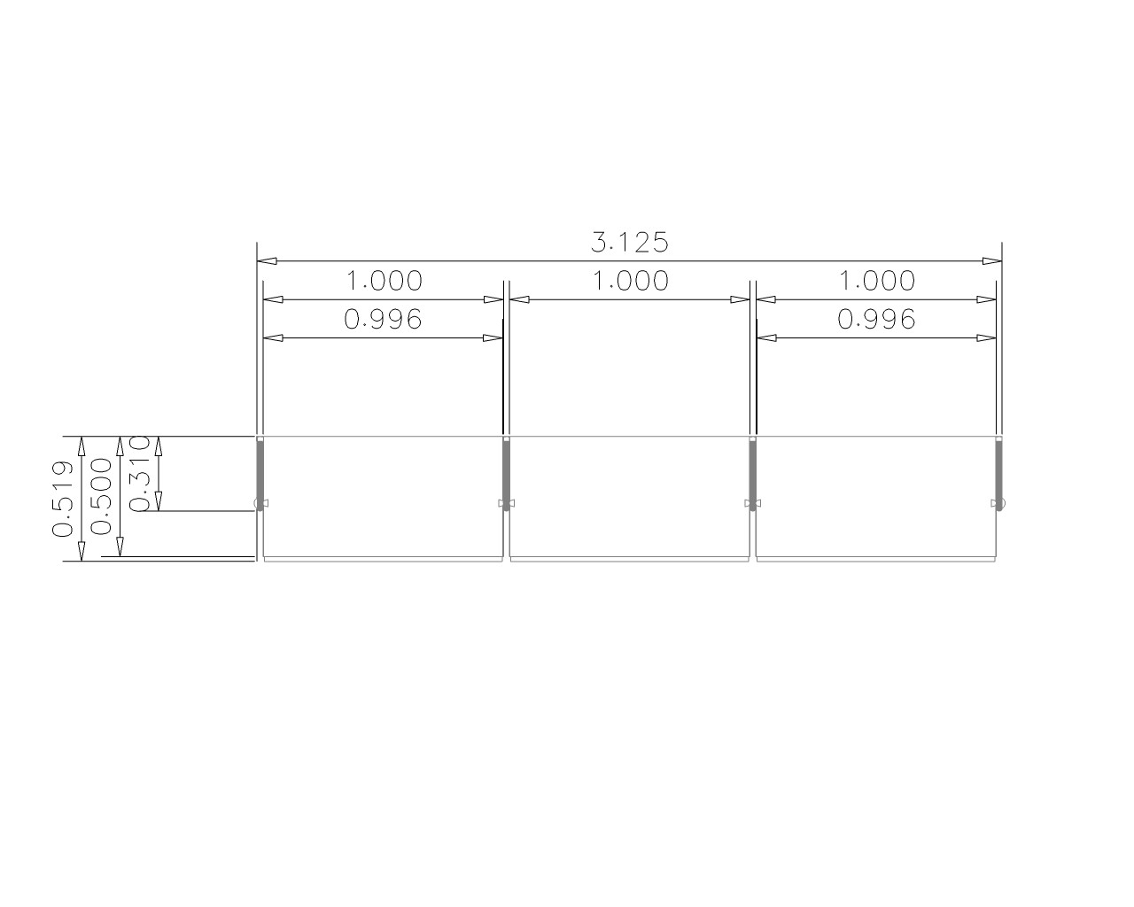 Grundriss VENETO Schranksystem mit 6 Schubladen – Variante 2