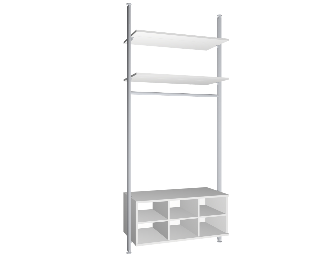 Modul 9 - Regalsystem Boden-Decken-Montage | BxHxT: 107,5 x 295 x 52 cm