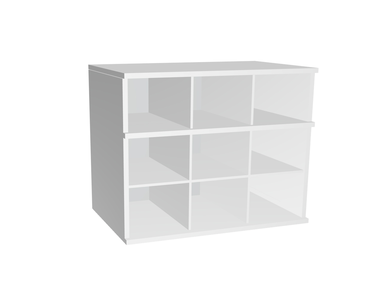 Schrankelement für Trägerprofil in Weiß, Schrankelement Weiß - 9 offene Fächer | 80 cm breit, Höhe 63,9 cm, Tiefe 51,9 cm