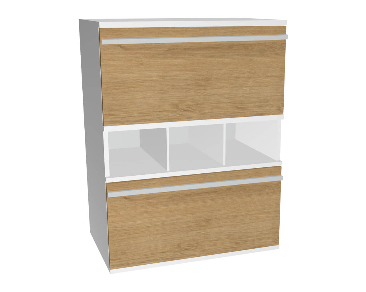 3er Schrankkombination mit 2 Klappenelementen + off. Fach | Wildeiche