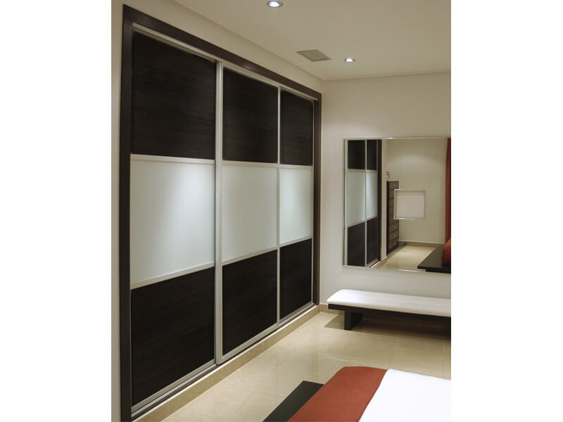 Gleitschiebetuer DRIVE Quadro zwischen 2 Wänden, Füllung Glas Schwarz-Weiß