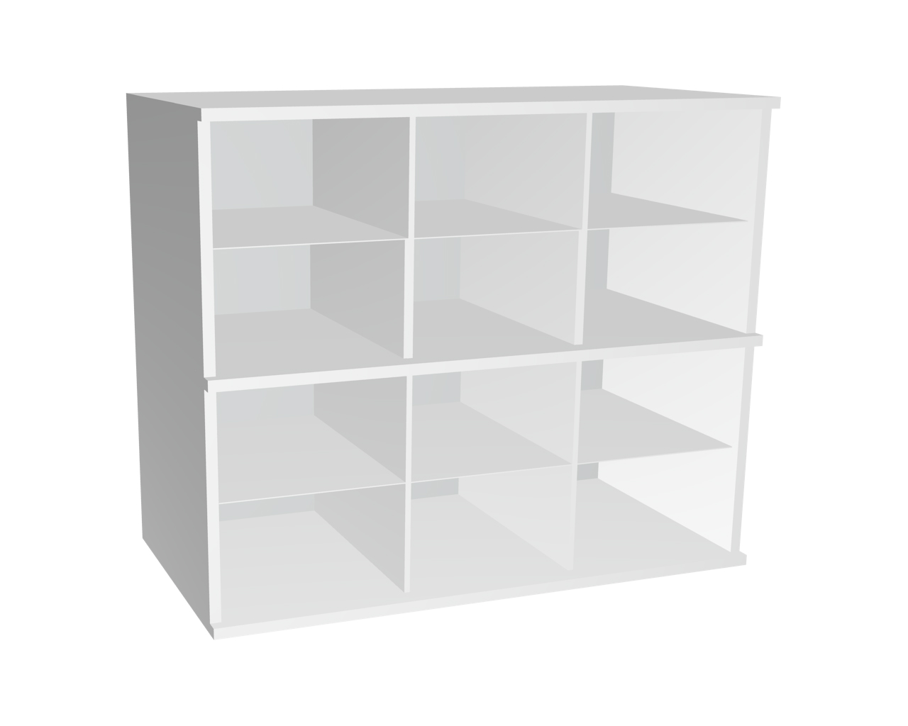 Schrankelement für Trägerprofil in Weiß, Schrankelement Weiß - 12 offene Fächer | 100 cm breit, Höhe 23,2 cm, Tiefe 51,9 cm