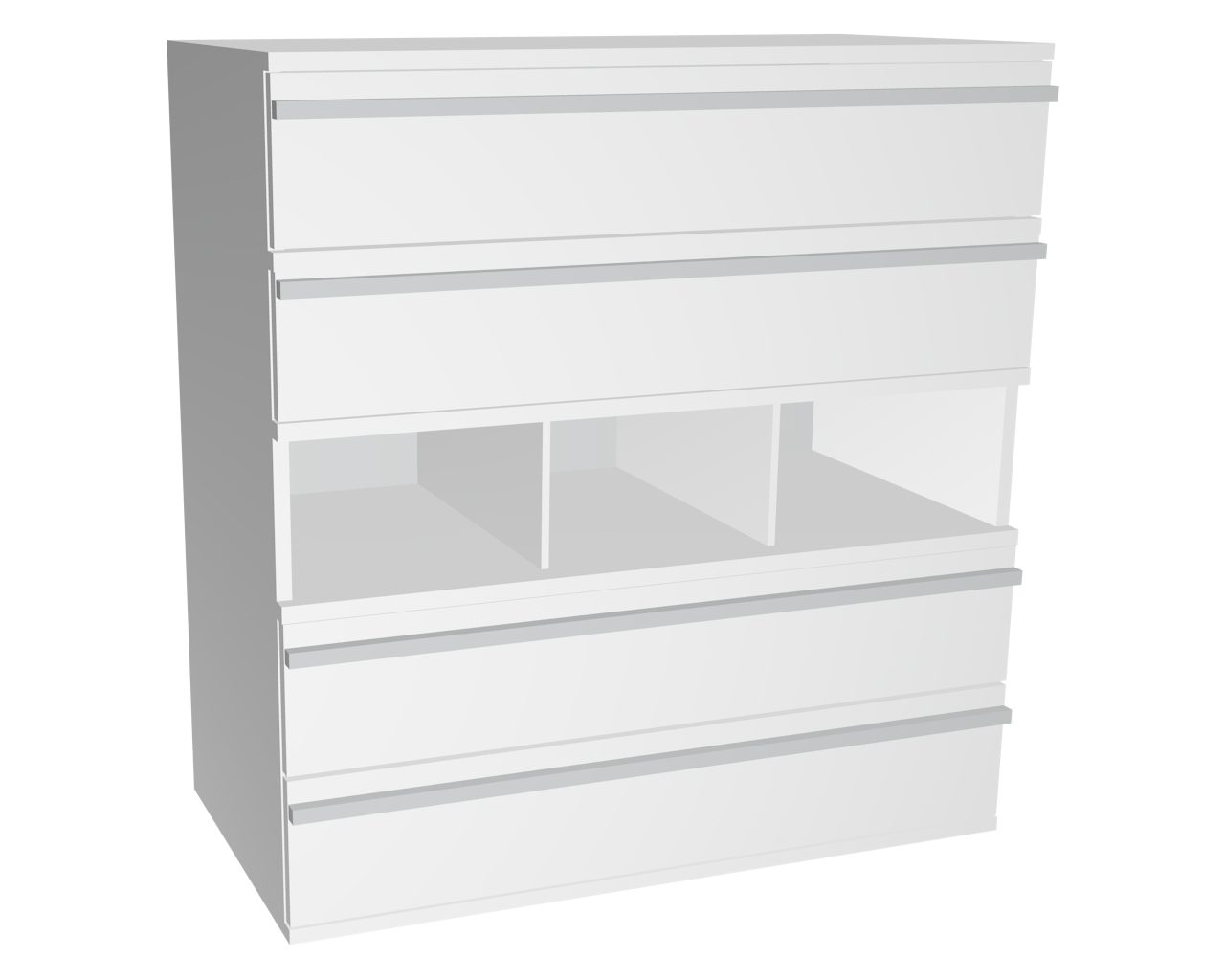 3er Schrankkombination mit 2x2 Schubladen + off. Fach | Weiß