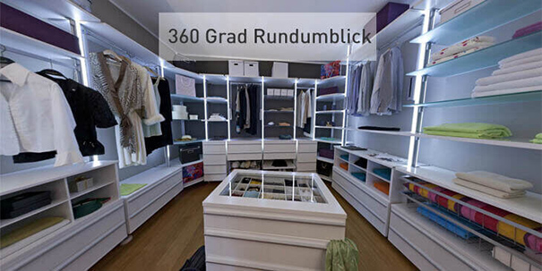 Virtuelle Panorama-Tour durch die Ausstellung von FRANK Schranksysteme