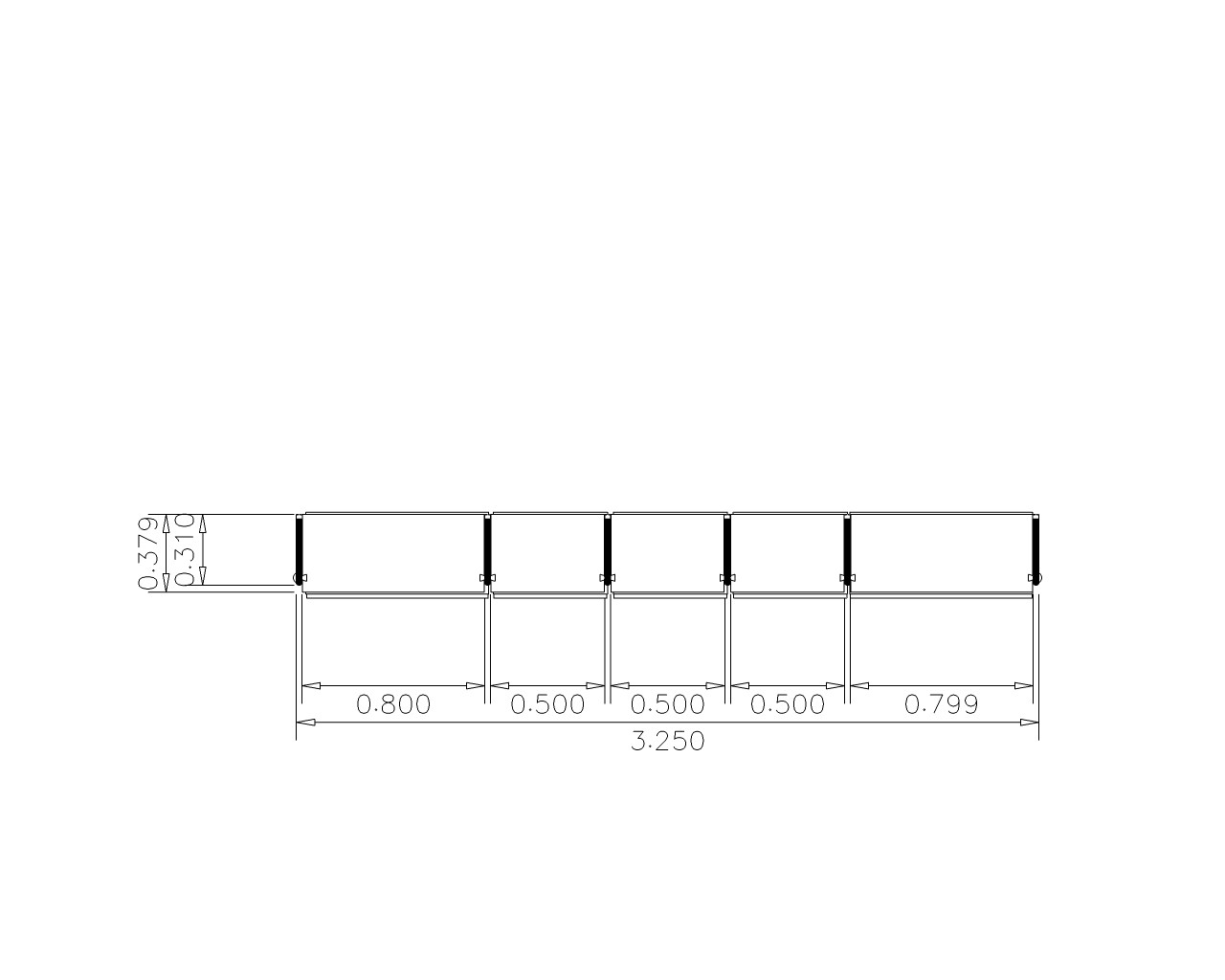 Bemaßter Grundriss vom Bücherregal CADIS