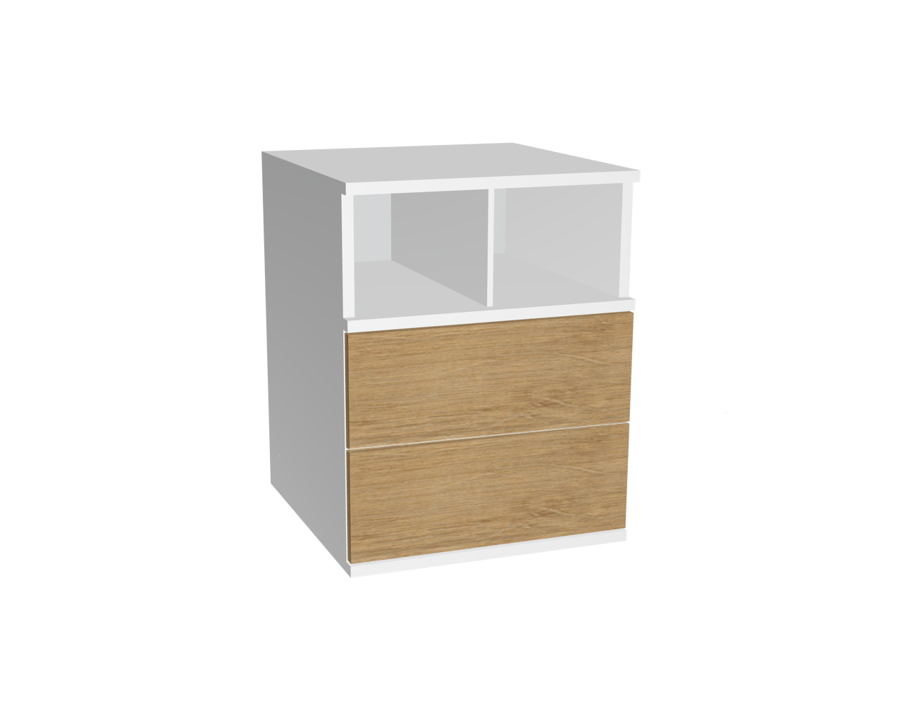 2er Schrankelement mit off. Fach + 2 Schubladen grifflos | Wildeiche 2er Schrankelement mit off. Fach + 2 Schubladen grifflos | Wildeiche