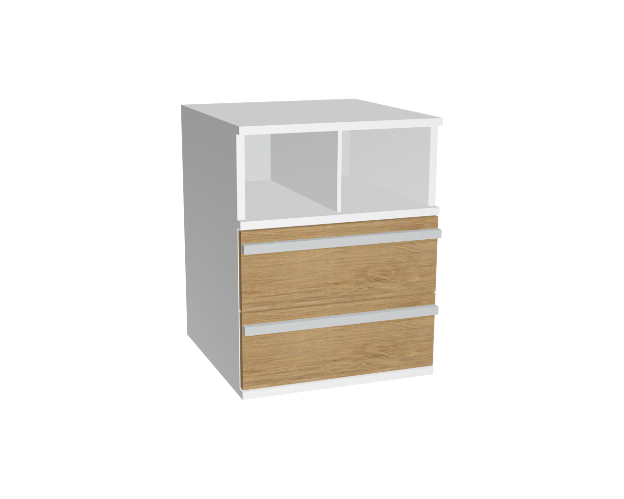 2er Schrankelement mit off. Fach + 2 Schubladen | Wildeiche