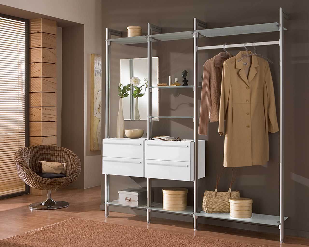 Garderobe CLARA offenes Schranksystem Flur & Diele – FRANK Schranksysteme Offene Garderobe CLARA für Flur & Diele mit modularen Schranksystem-Elementen von FRANK Schranksysteme