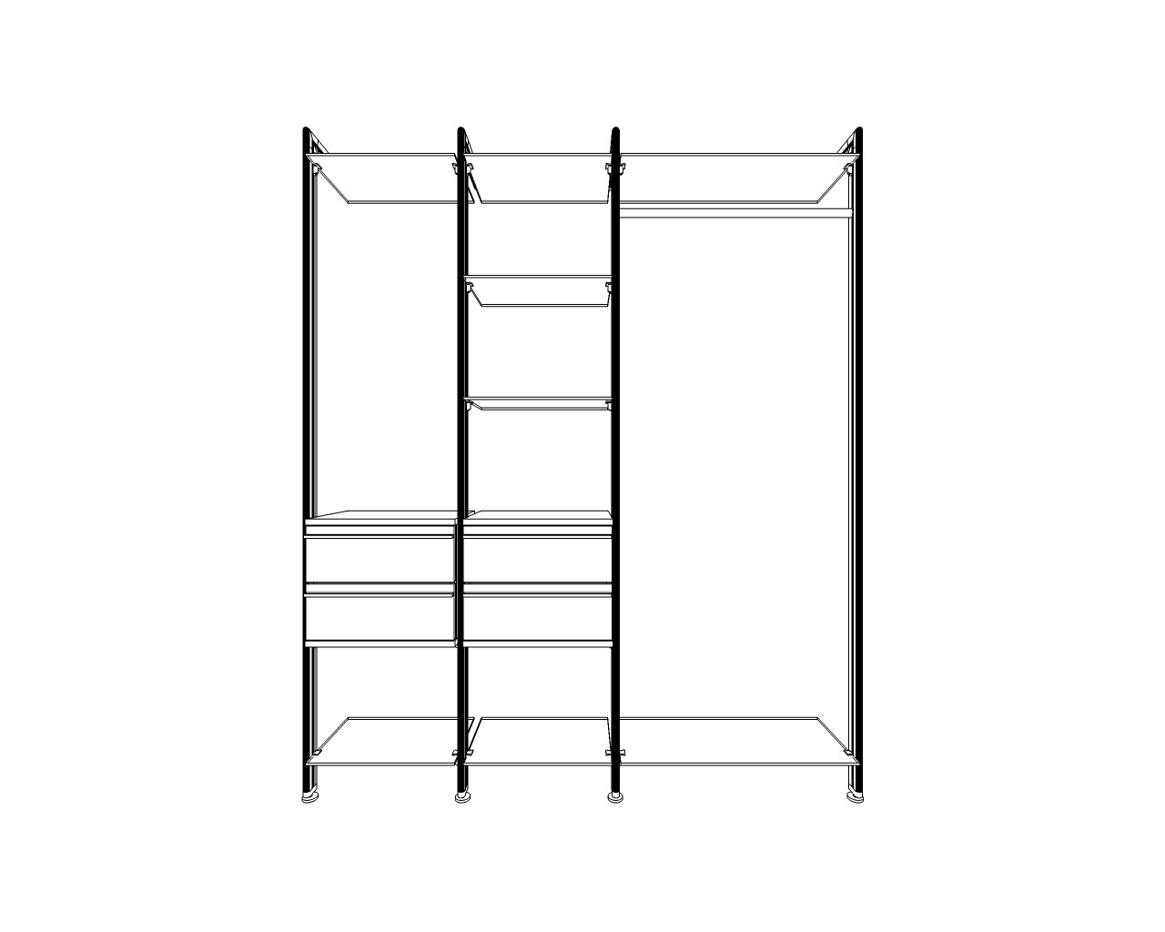 Frontansicht der technischen Zeichnung vom Schranksystem CLARA von FRANK Schranksysteme
