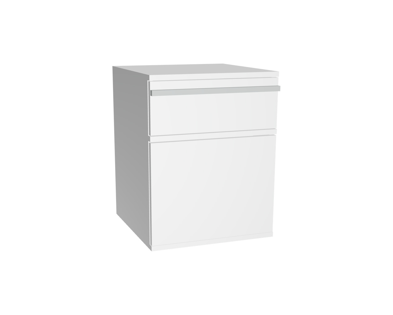 2er Schrankelement mit 1 Schublade + 1 Tür | Weiß