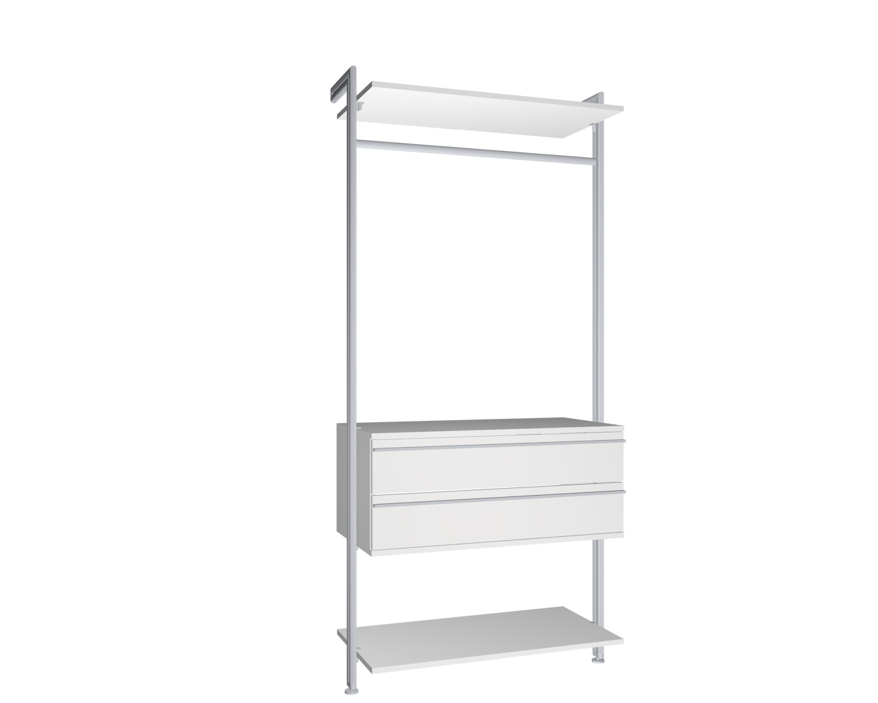 Modul 6 - Regalsystem Boden-Wand-Montage | BxHxT: 107,5 x 229 x 54 cm