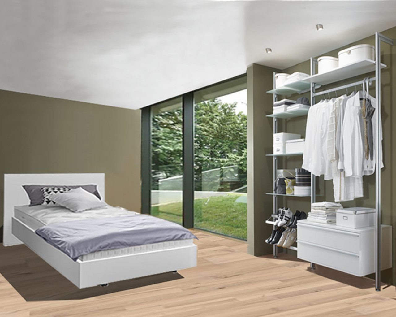 Schlafzimmer: Kleiderschrank FORTIS inkl. Designbett