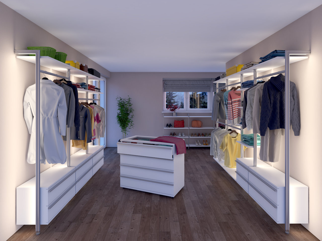 Modernes Ankleidezimmer mit individuell geplantem Schranksystem von FRANK Schranksysteme