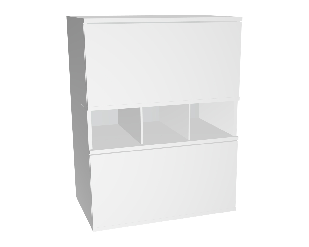3er Schrankkombination mit 2 Klappenelementen + off. Fach | Weiß