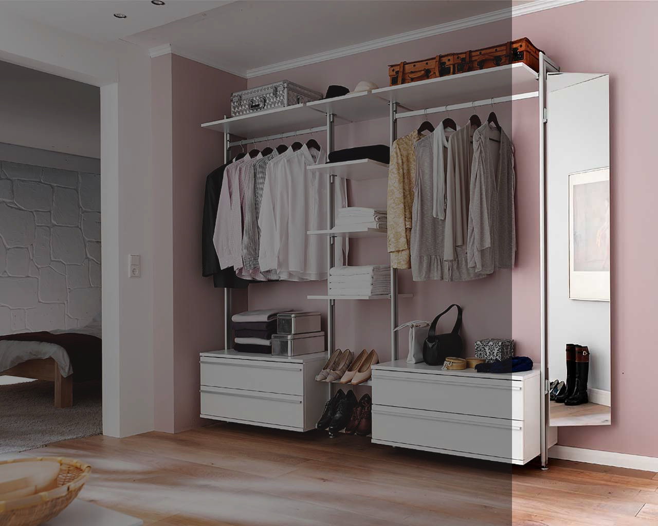 Systemspiegel für offenes Schranksystem SOFT