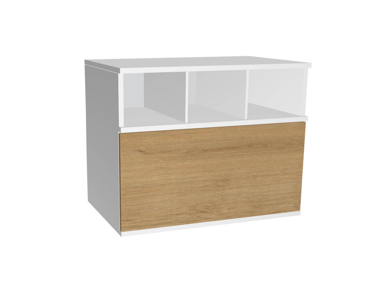 2er Schrankelement mit offenem Fach + Klappe | Wildeiche