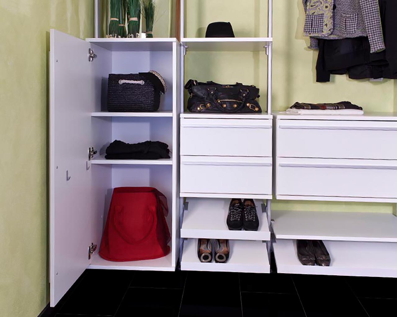 Garderobe ANNA mit Hochschrank und 4 Schubladen – offenes Schranksystem für Flur & Diele von FRANK Schranksysteme