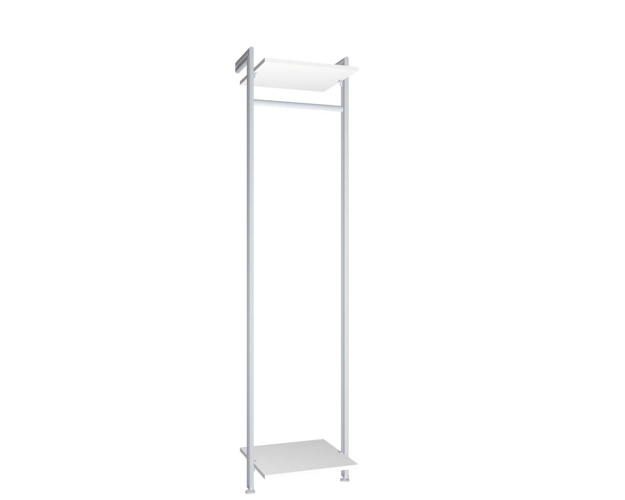 Regalsystem Modul 1 mit 2 Alu-Profilen, 2 Böden und 1 Kleiderstange zur Montage an der Wand | BxHxT: 57,5 x 229 x 50 cm