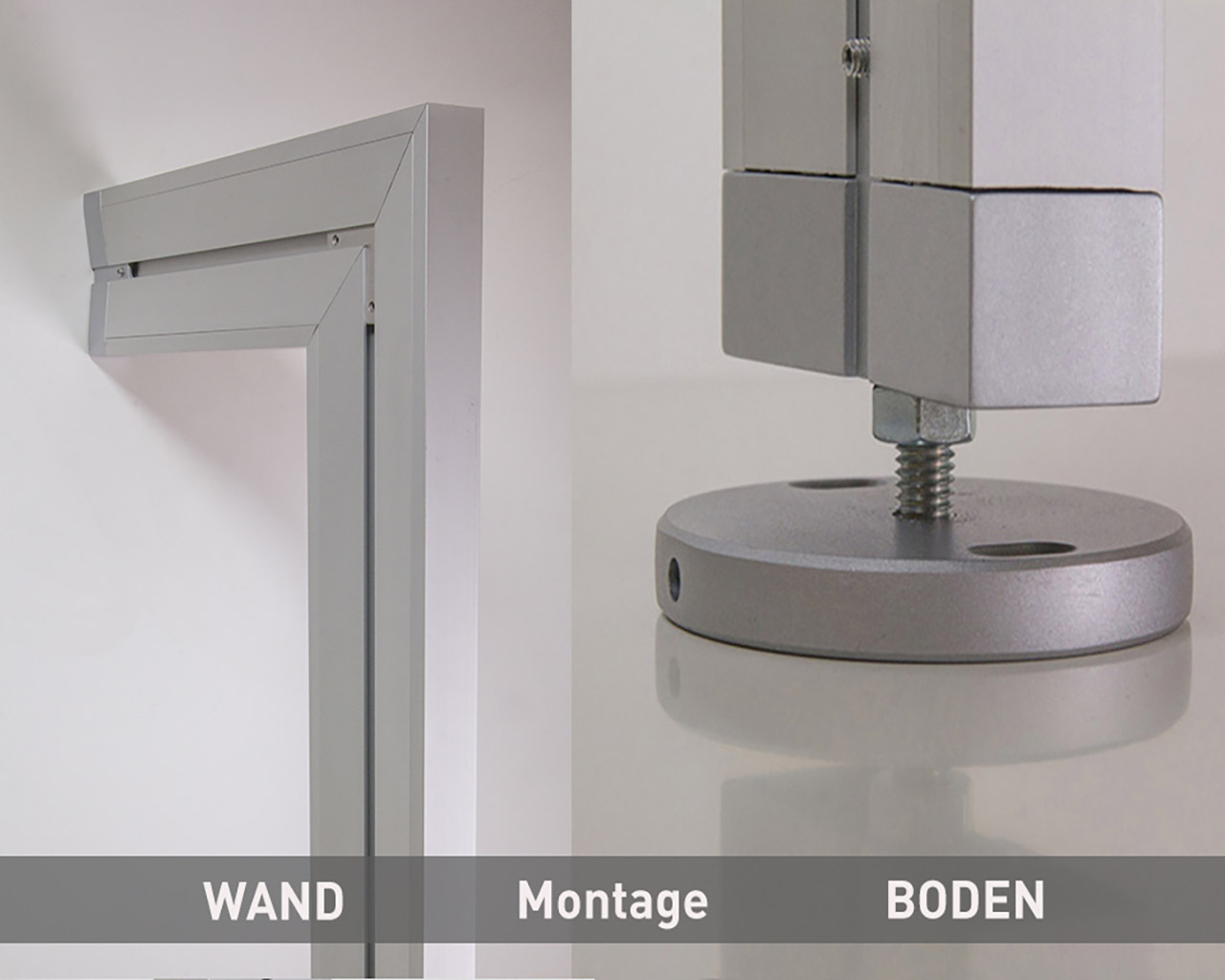 Alu Boden-Decken-Profil SOFT von FRANK Schranksysteme zur Montage von Schranksystemen und Raumteilern zwischen Boden und Decke