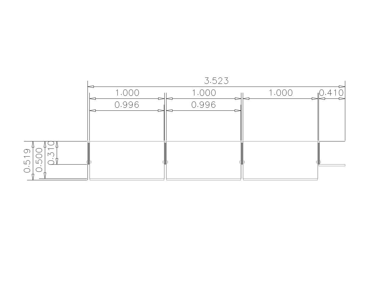 Grundriss VENETO Schranksystem mit 6 Schubladen & Spiegel – Variante 3