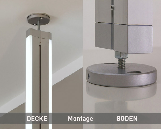 3tlg. Boden-Decken-Profil - LED integrierbar